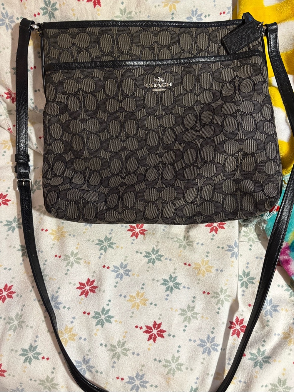 Coach Brown and Black Signature Crossbody